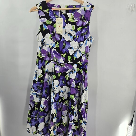 Buenos Ninos B&N Purple Floral Midi Dress Size XL - Picture 1 of 11